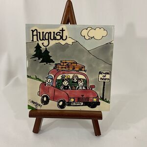 Vintage Month August Nancy DeYoung H&R Johnson Ceramic Calendar Tile Trivet